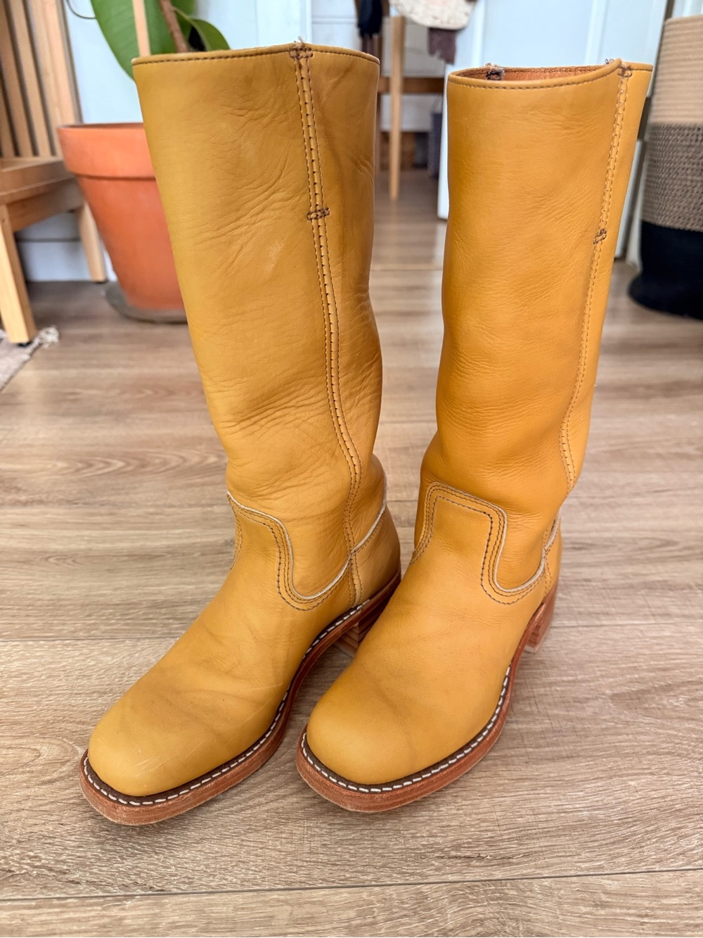 Frye Campus Leather Boots in Banana